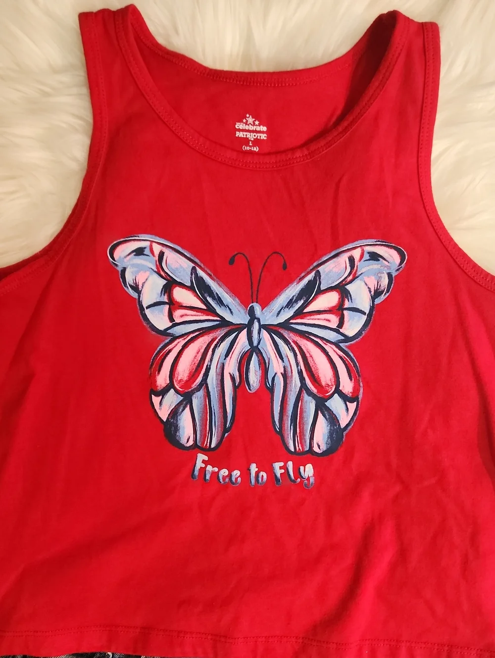 2 Pc Outfit: Distressed Denim Shorts - Kids Size 12 - Brand: Old Navy - Red Tank